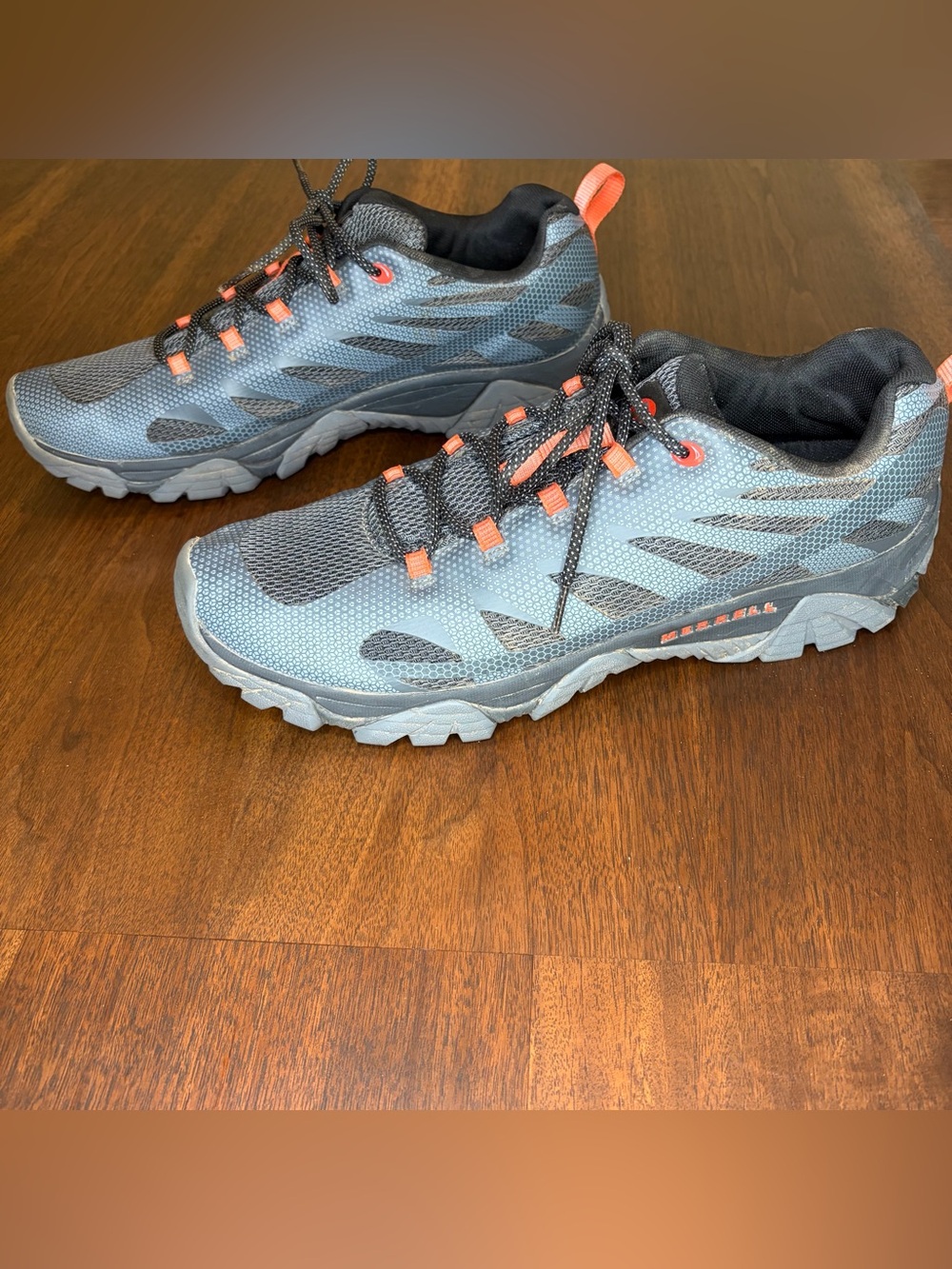 MERRELL Moab Edge 2 Hiking Trail Running Shoes Gray Orange Mens sz 13 J06113
